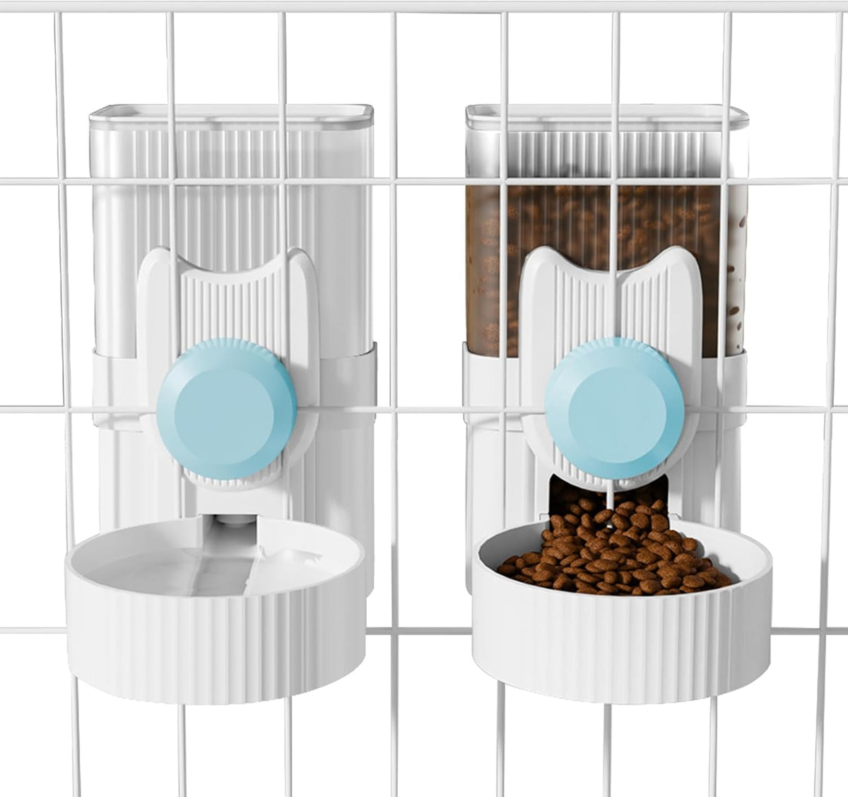Jaula colgante Auto Pet Food Bowl dispensador de botella de agua, 1...