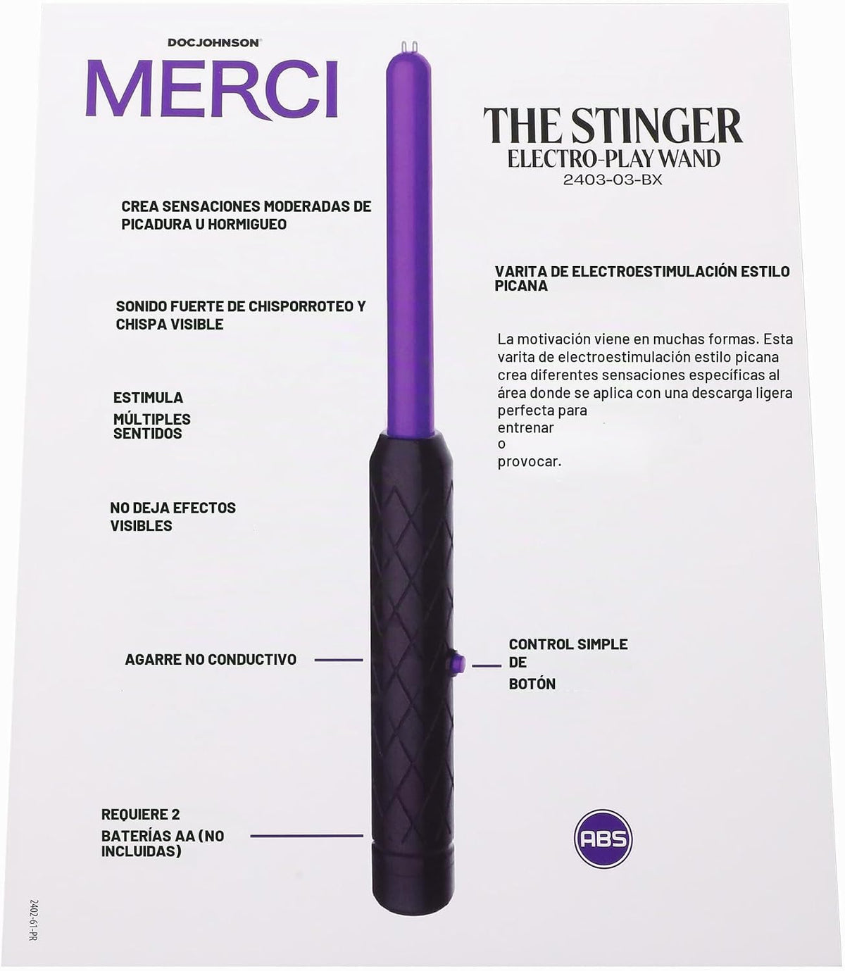 Doc Johnson Merci The Stinger - Varita electroplay - Varita sensori...
