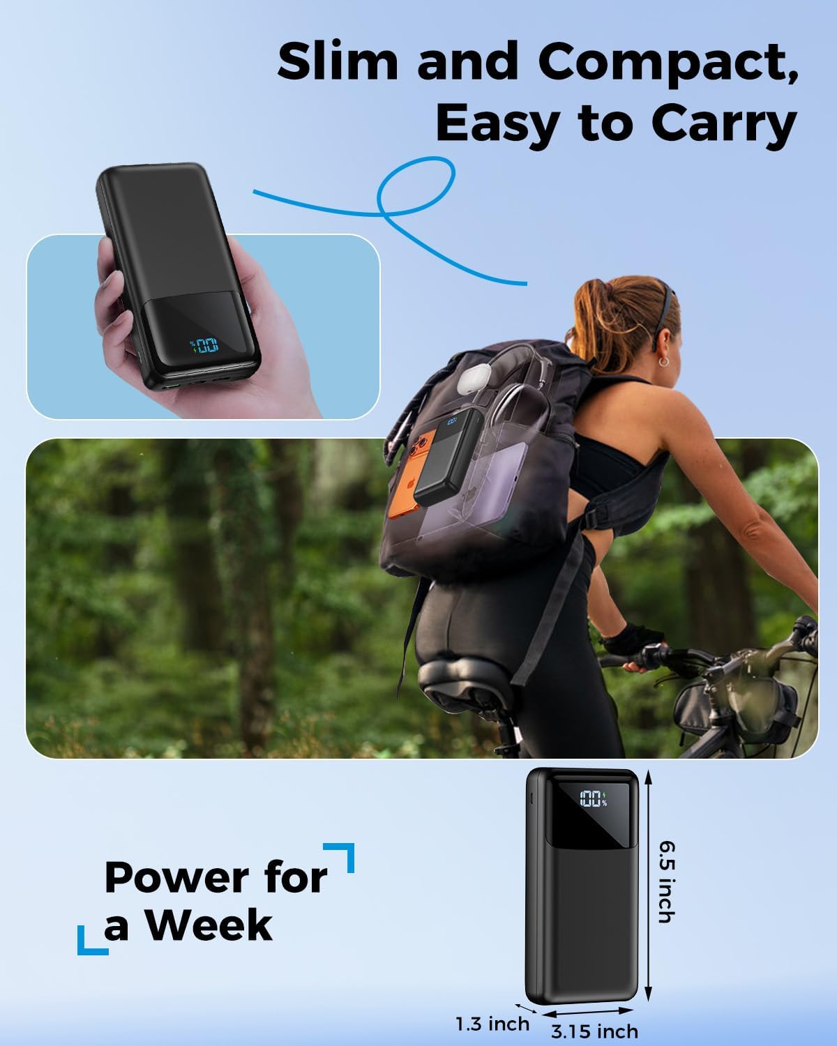 Cargador portátil Power Bank 50000mAh, PD 30W y QC 4.0 Carga rápida...