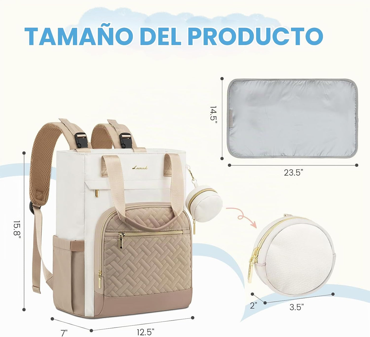 LOVEVOOK Mochila para Pañales, Bolsa de Bebé Portátil de Gran Capac...