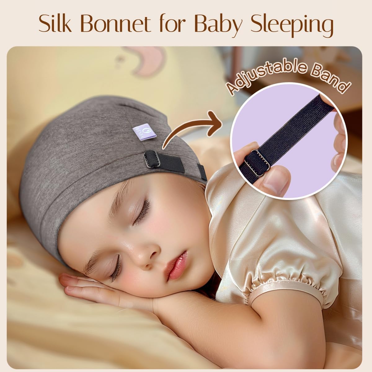 OLESILK Gorro de bebé de seda 6-12 meses: 100% seda de morera y mod...