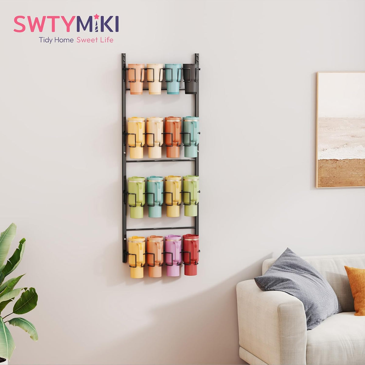 SWTYMIKI Organizador de botellas de agua de 4 niveles \u2013 Organi...