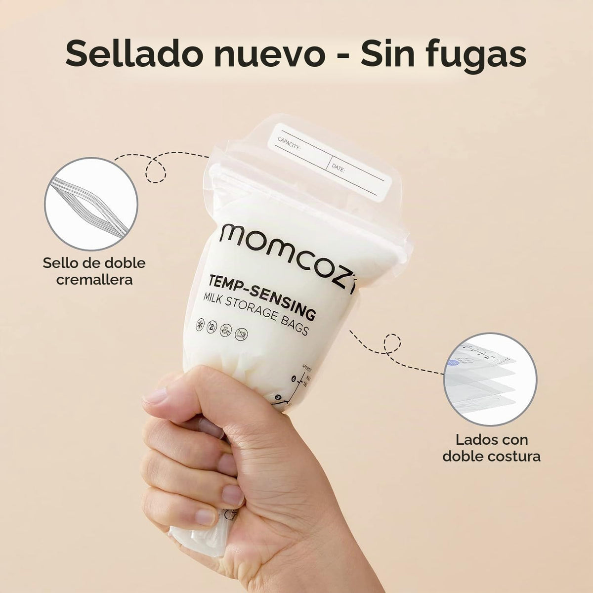 Momcozy Bolsas de almacenamiento de leche materna, paquete de 200 u...