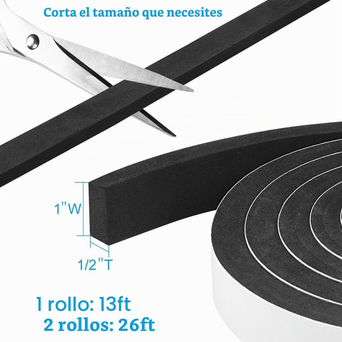 Cinta de espuma para sellado, 2 rollos de 1 pulgada de ancho x 1\/2...