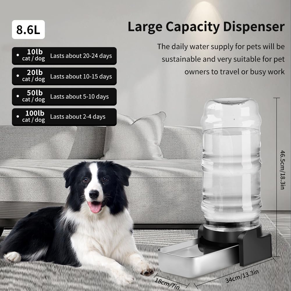 Marchul Dispensador de agua para perros de 2.3 galones, dispensador...