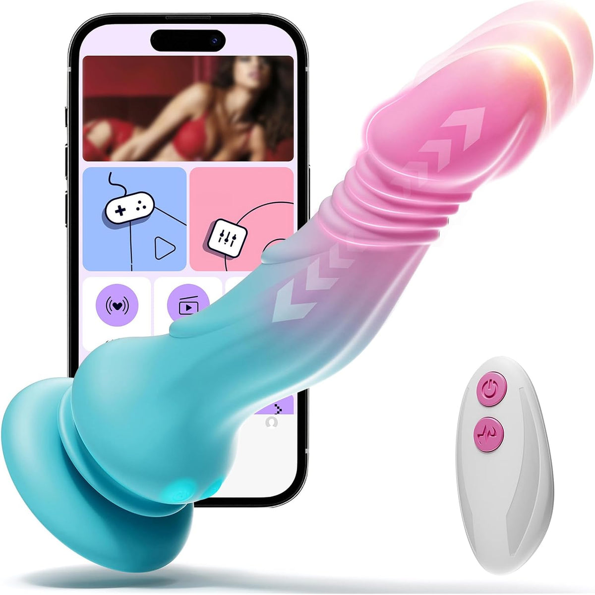 Juguetes sexuales para adultos Vibrador realista de empuje y consol...