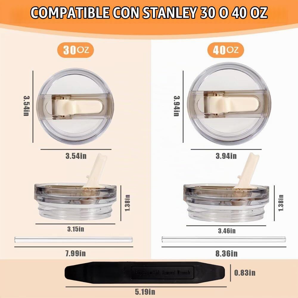 Paquete de 2 tapas de repuesto con popote abatible desmontable para...