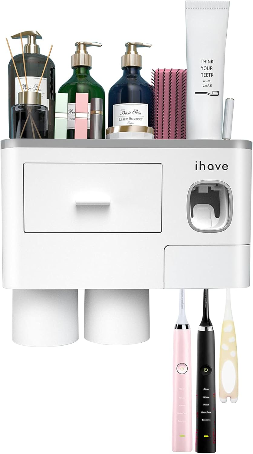 iHave Soportes para cepillos de dientes montados en la pared con |...
