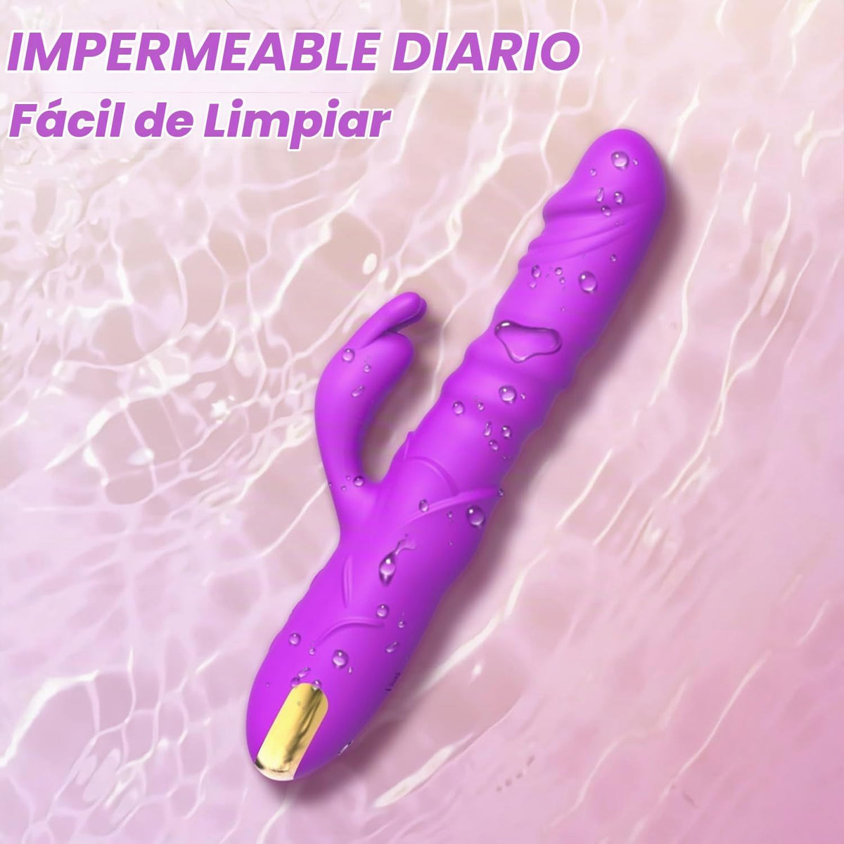 Consolador de empuje vibrador de conejo, vibrador de clítoris de pu...