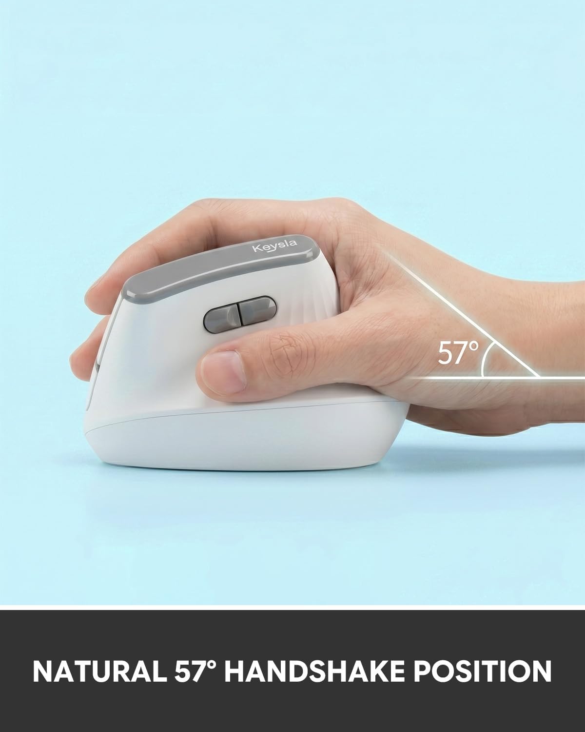 Keysla Ratón ergonómico, mouse vertical inalámbrico Bluetooth con c...