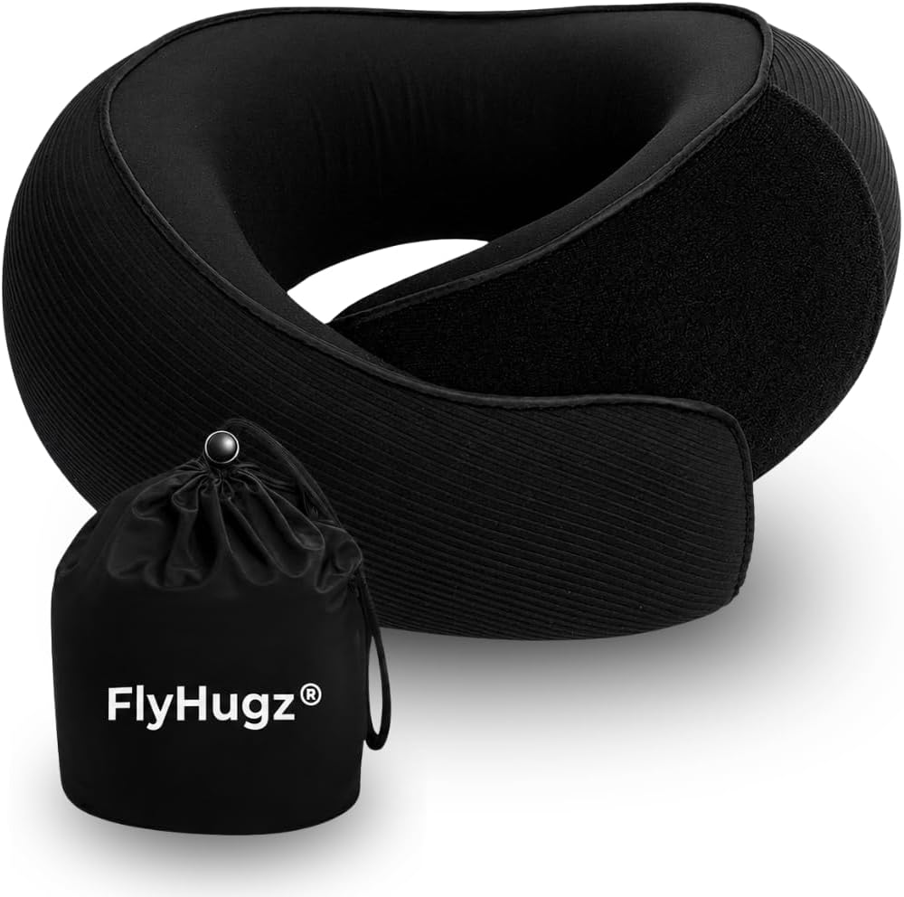 FlyHugz® Almohada de viaje para el cuello de espuma viscoelástica p...