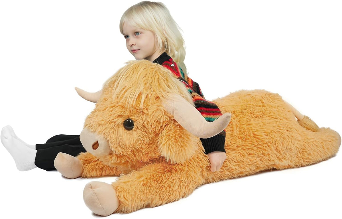 WDXDSOB Peluche de Vaca Highland Gigante Amarilla de 38.5 Pulgadas...