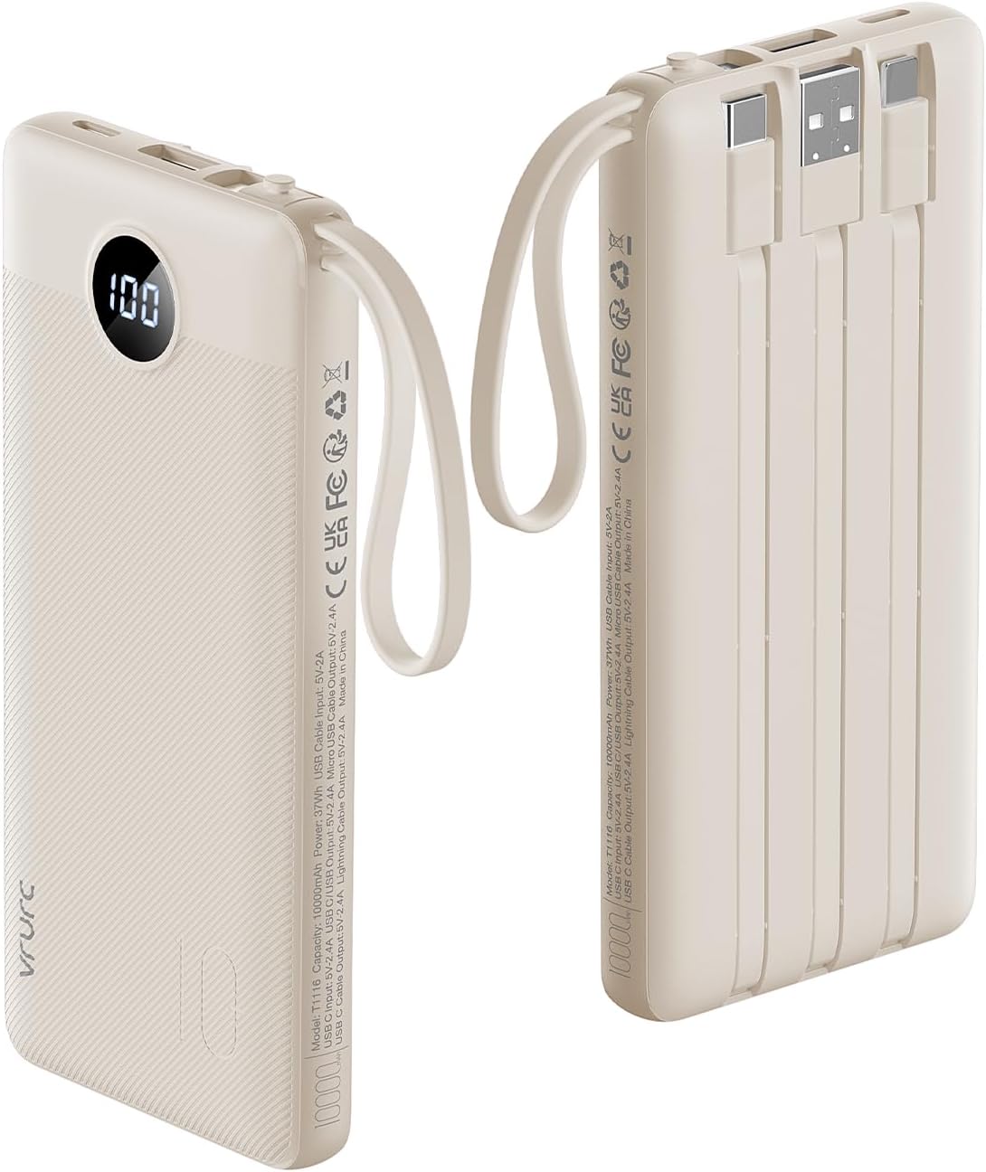 Cargador portátil VRURC, batería de 10000 mAh para viajes esenciale...