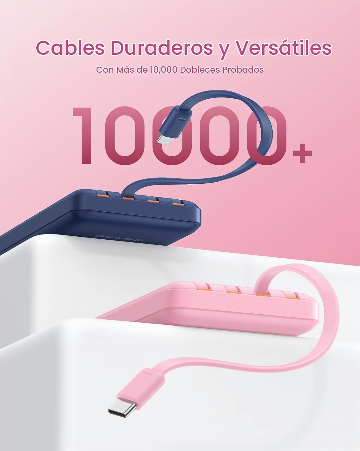 charmast Cargador portátil de carga rápida, 4 cables incorporados,...