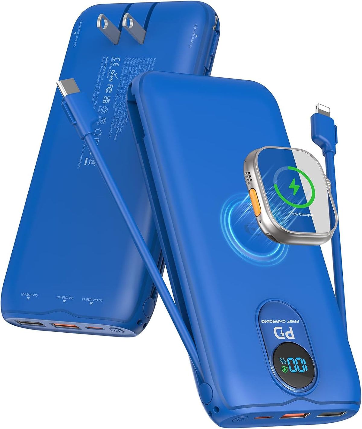 Cargador portátil Power Bank 10000mAh PD20W con cables incorporados...