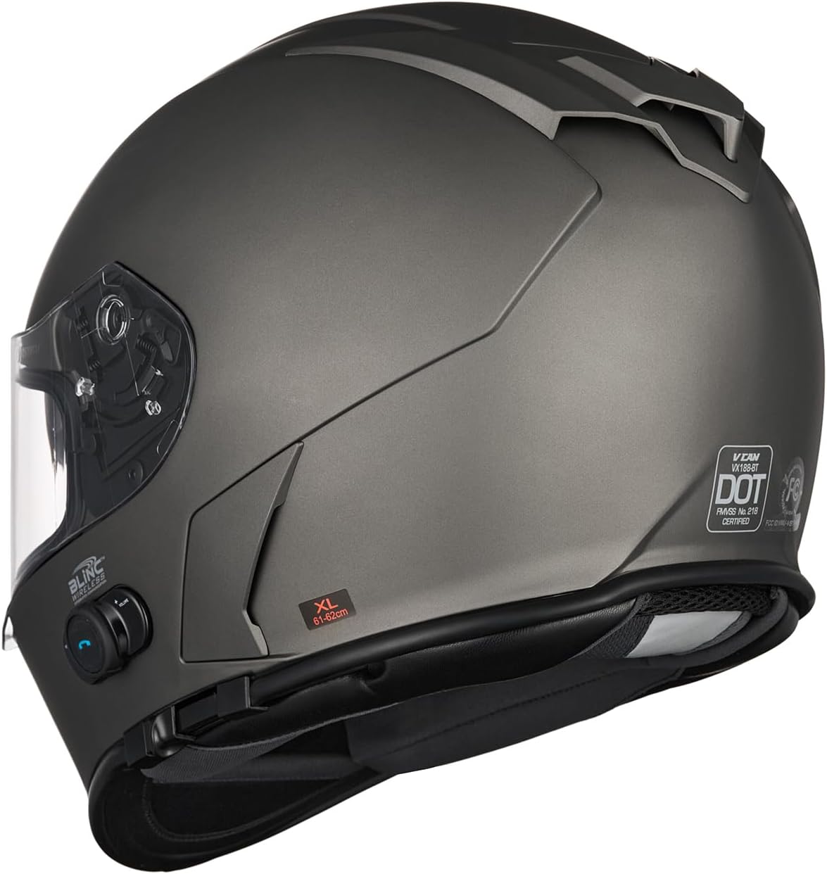 VCAN - Casco integral de motocicleta con Bluetooth integrado, cara...