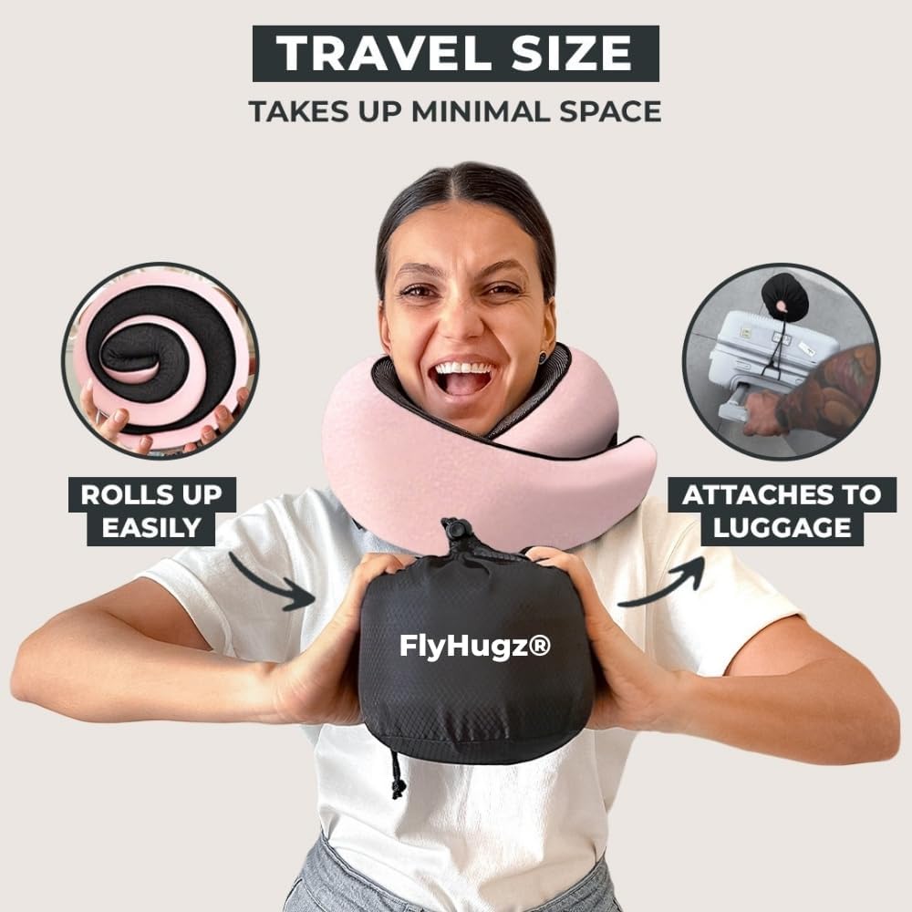 FlyHugz® Almohada de viaje para el cuello | Almohada de espuma visc...