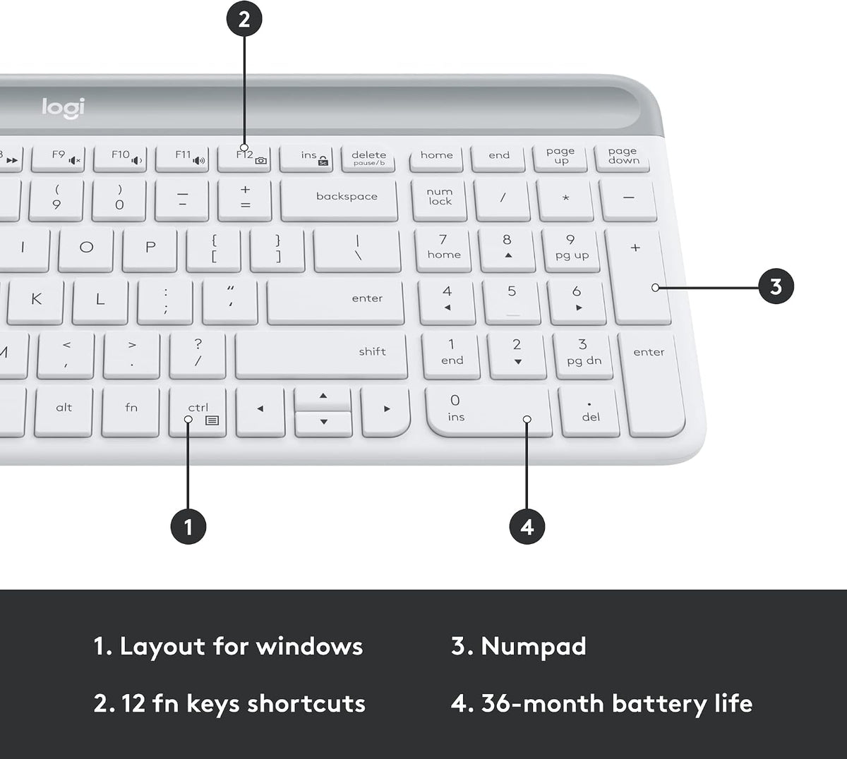 Logitech MK470 Slim Wireless Combo Teclado Compacto y Ratón - Blanc...