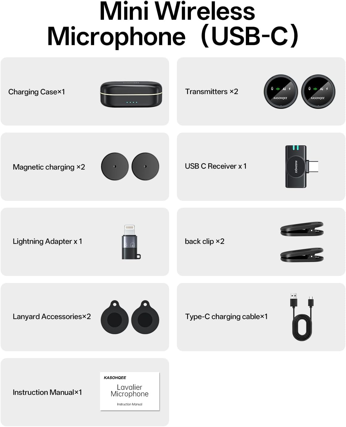 Micrófono Lavalier inalámbrico para iPhone 17\/16\/15\/14, iPad y A...