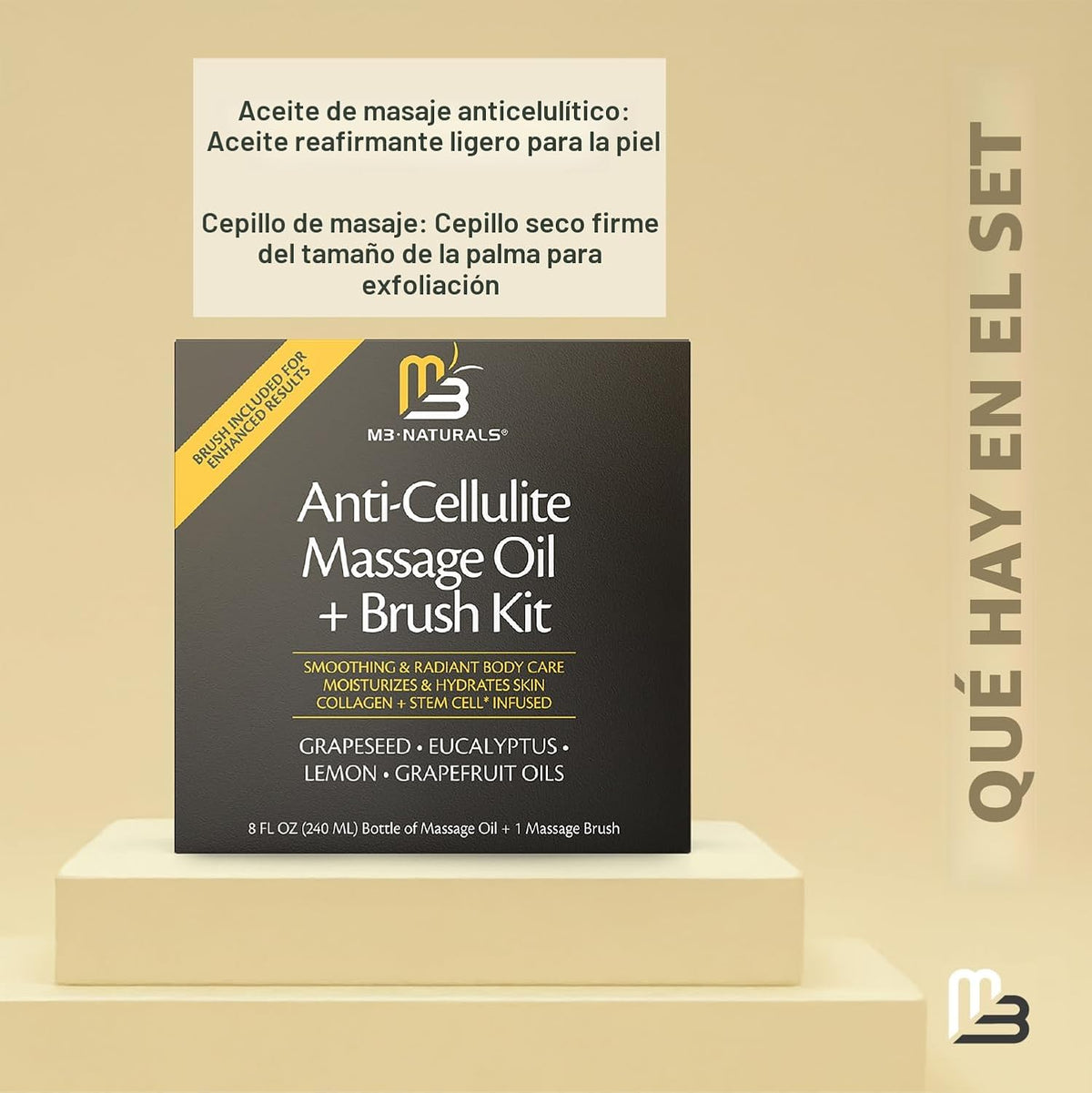 Aceite de masaje anticelulítico y kit de cepillo corporal seco firm...