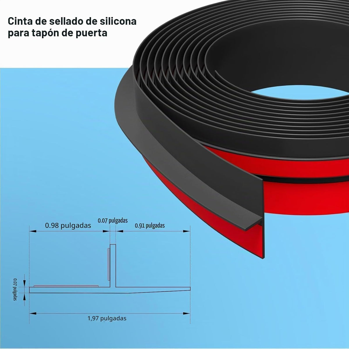 Elvone Sello de burlete en forma de T, silicona negra, 1.97 pulgada...