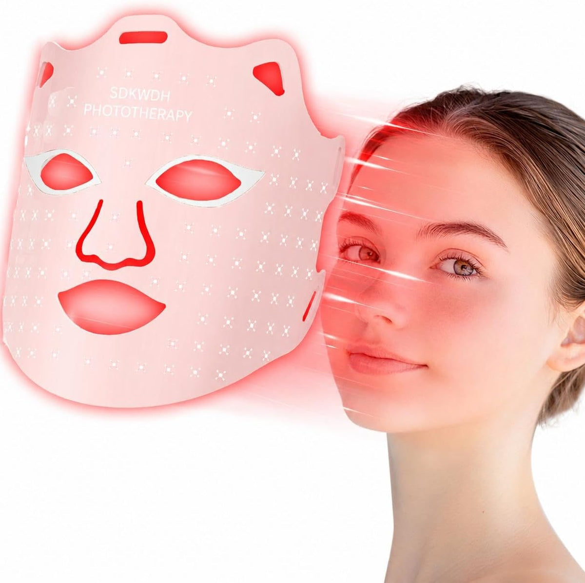 SDKWDH Terapia de luz roja para cara, máscara NIR de 850nm | Ajuste...