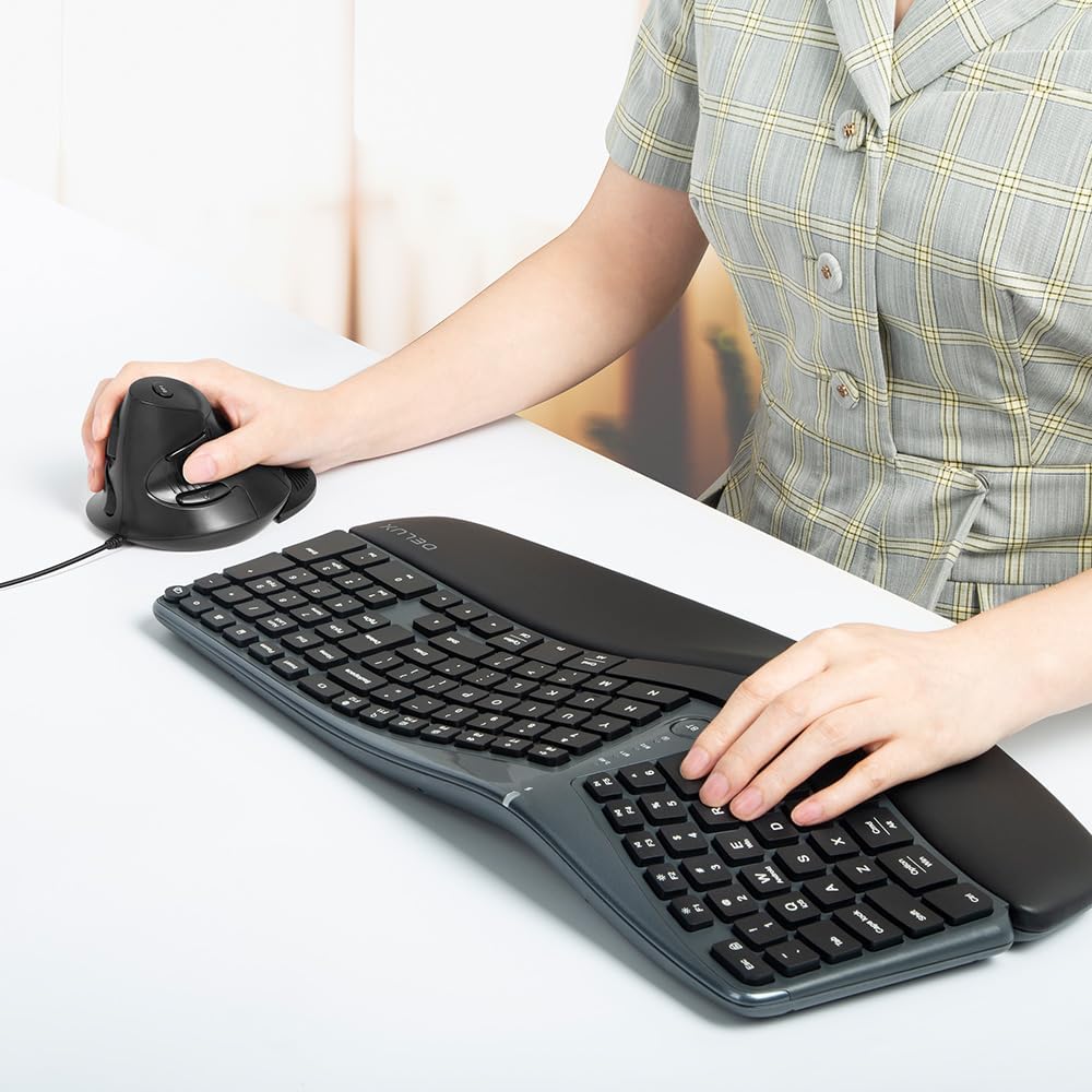 DELUX Ratón vertical ergonómico con cable, para manos medianas | Re...