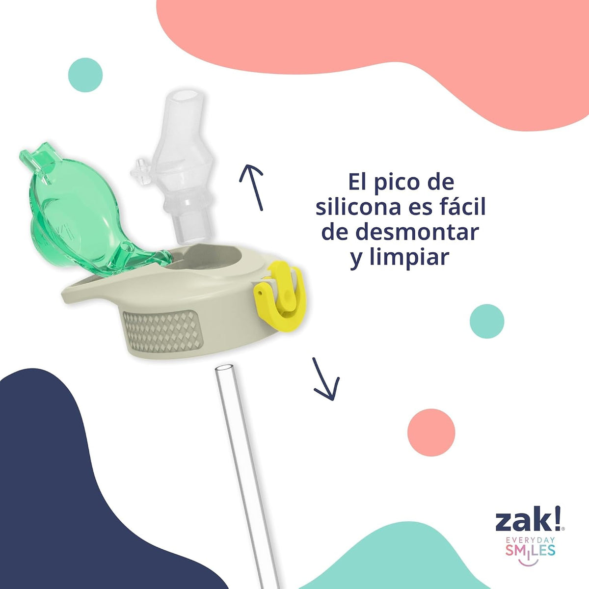 Zak Designs Fortnite Sage - Botella de agua para niños con popote a...