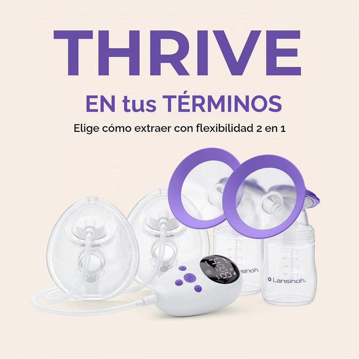 Lansinoh Thrive - Extractor de leche 2 en 1, vasos eléctricos y man...