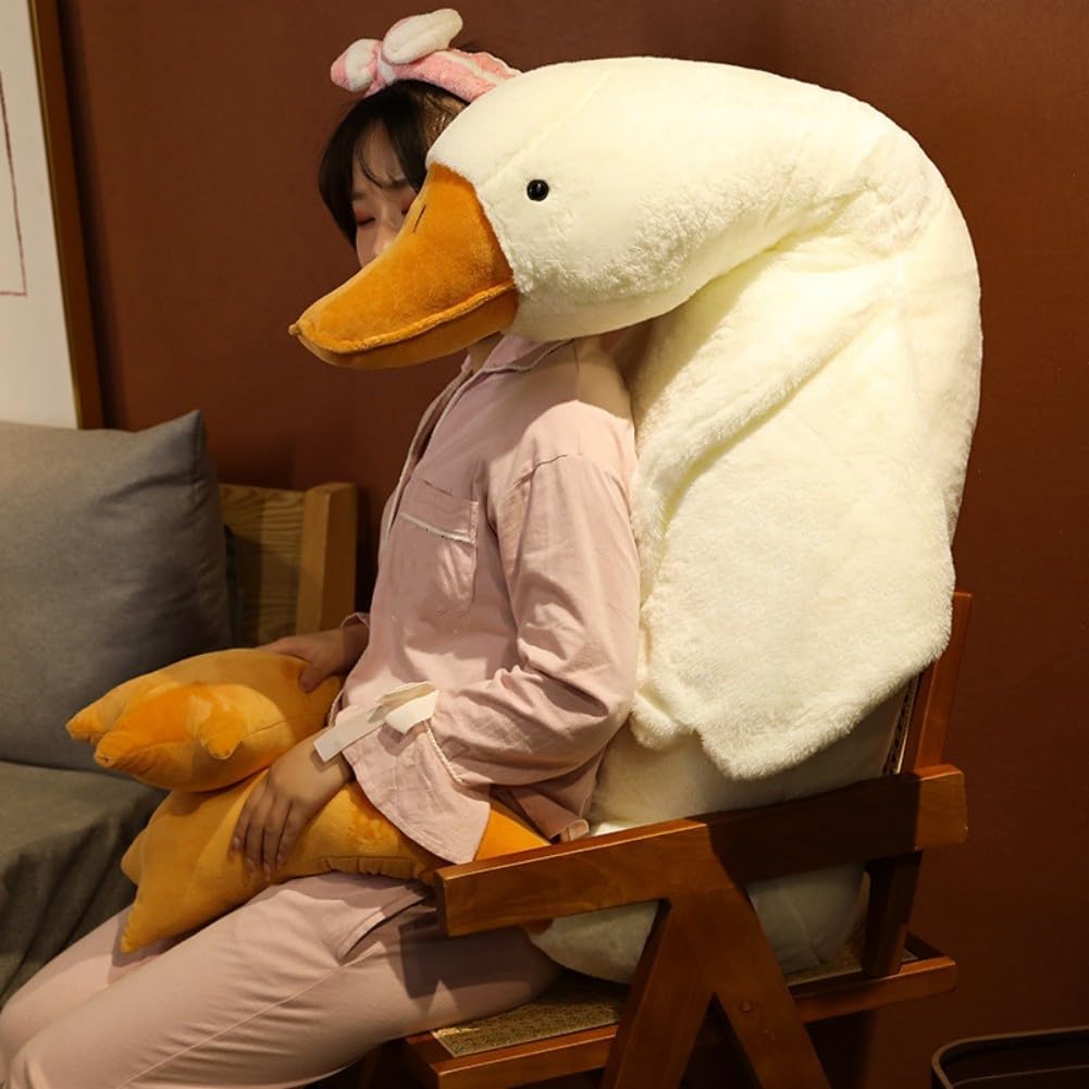 Peluche de Ganso Gigante, Almohada de Felpa de Ganso Blanco Suave d...