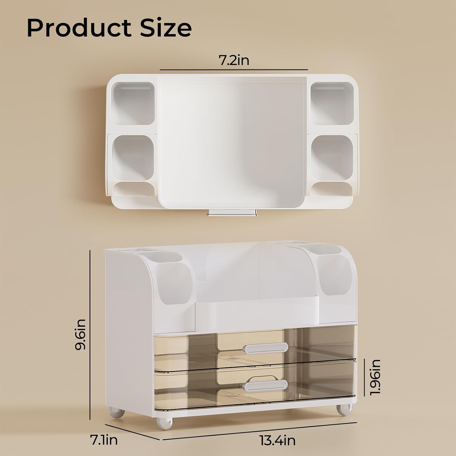 UFORU Organizador de maquillaje para encimera con 2 cajones grandes...
