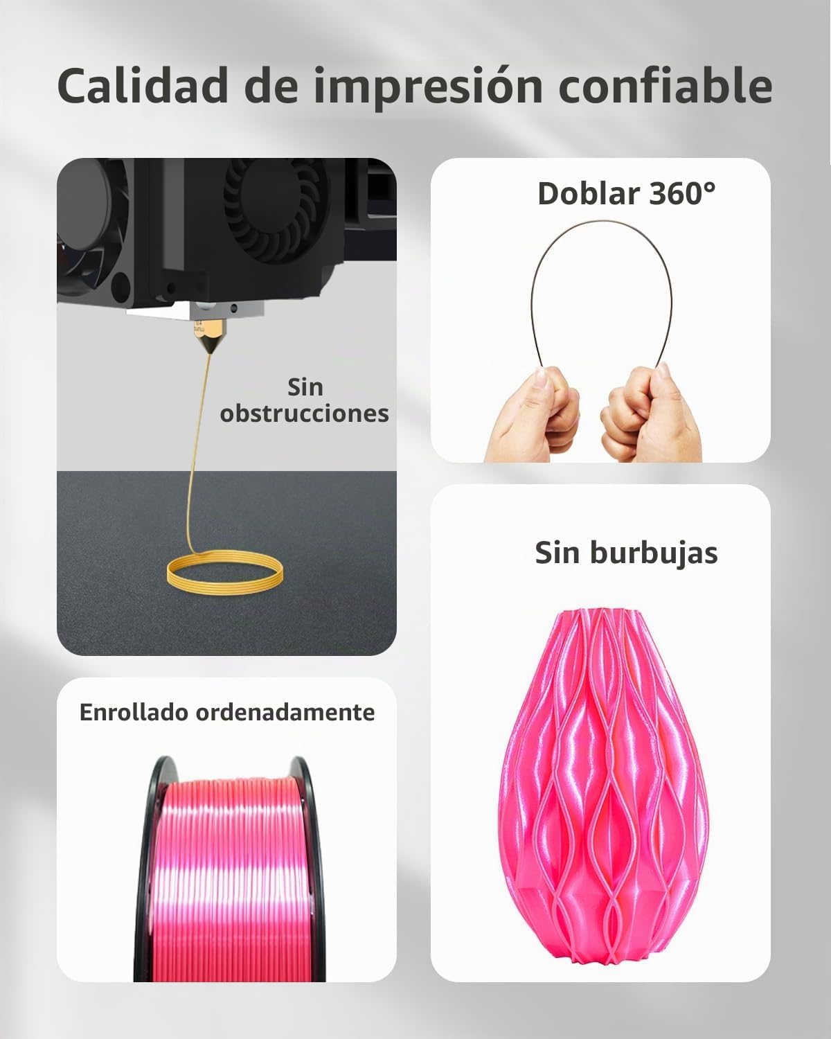 XZN Filamento PLA de seda de 0.07 in magenta, filamento de impresor...