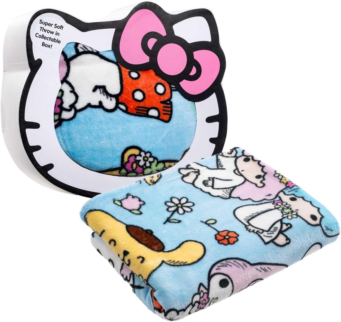 Manta de Hello Kitty con caja de regalo, medidas de 46 x 60 pulgada...