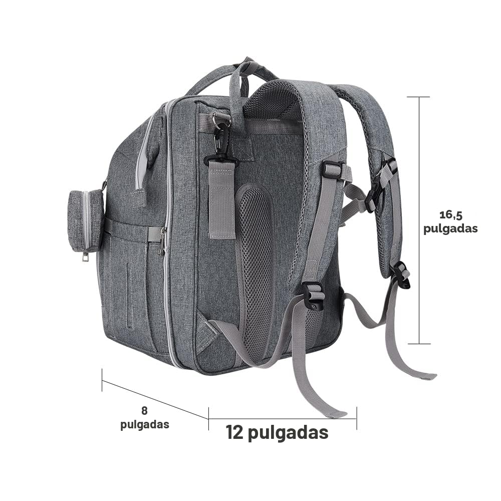 DerJunstar - Mochila para pañales con cambiador para bebés con cuna...