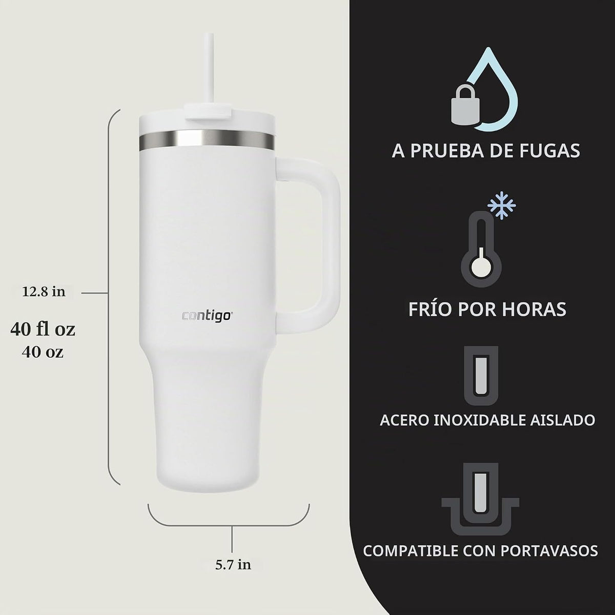 Contigo Streeterville Vaso Térmico de 40oz, Acero Inoxidable con Ai...