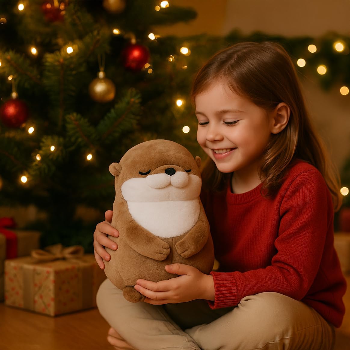 WEIGEDU - Animales de peluche de nutria dormida, 12 pulgadas | Ojos...
