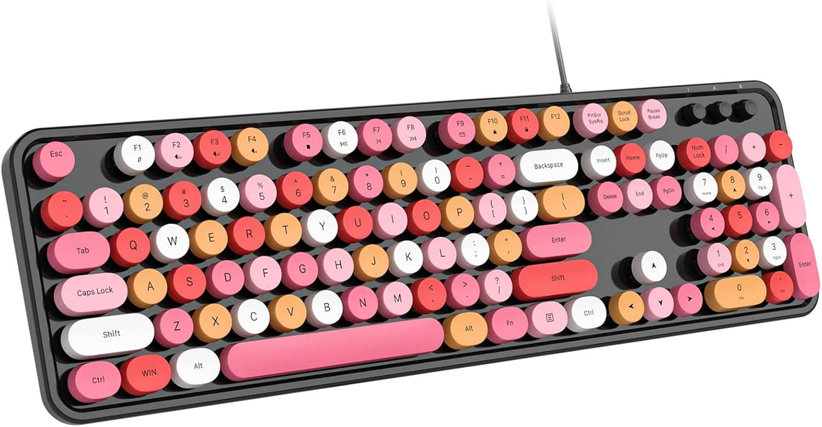 Dilter - Teclado con cable, 104 teclas, tamaño completo, tipo máqui...