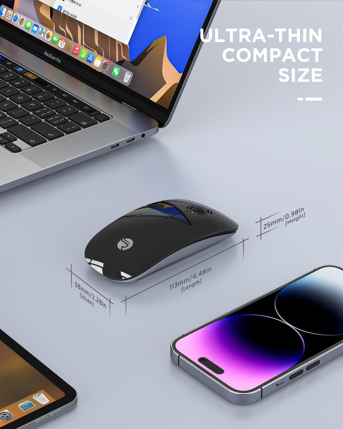 RAPIQUE Ratón Inalámbrico Bluetooth - (BT5.1+USB) Ratón de Computad...