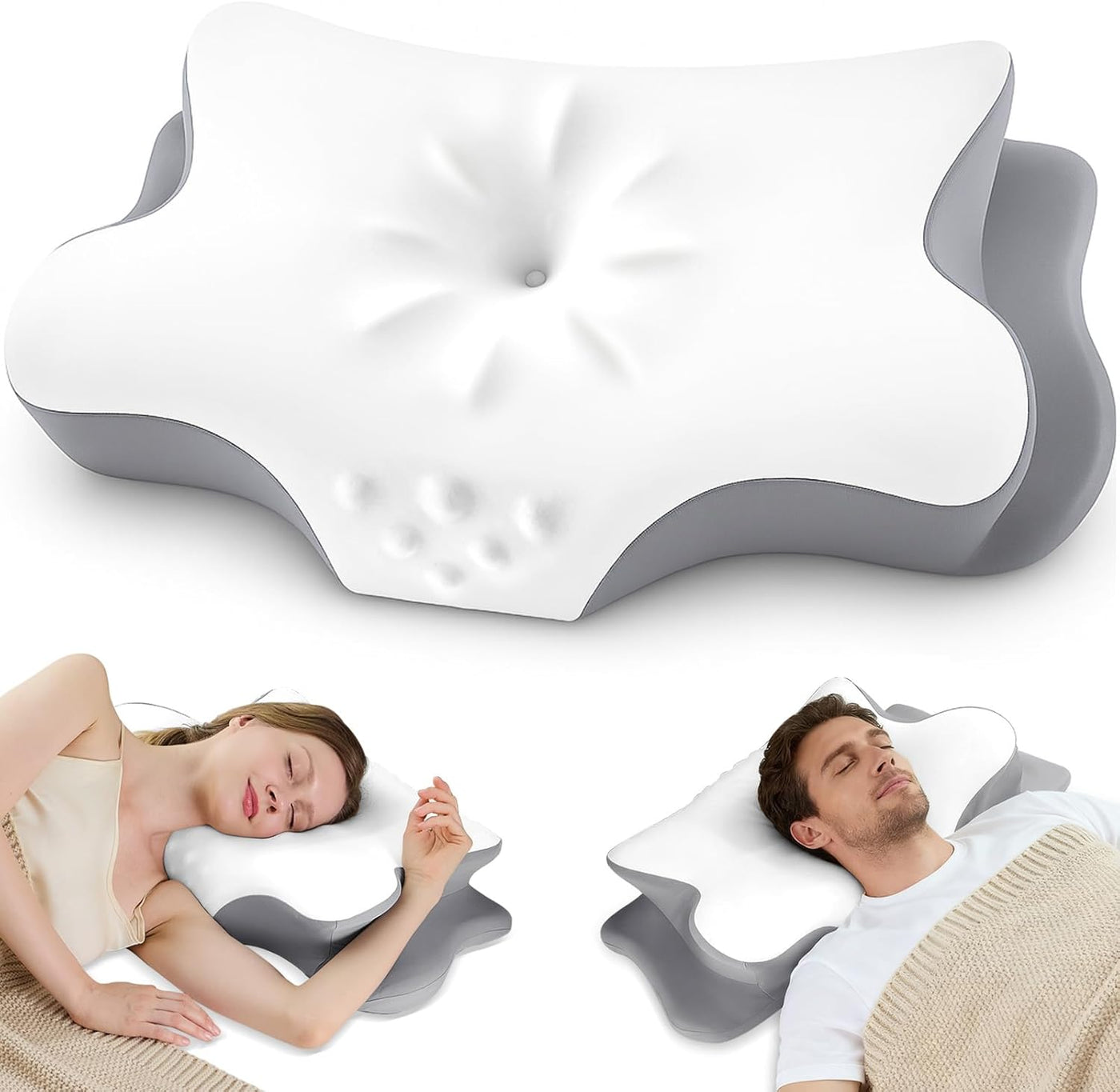 Almohada cervical para el cuello para aliviar el dolor, almohada er...