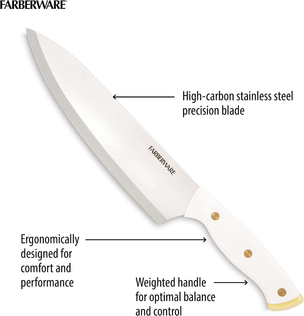 FARBERWARE Juego de cuchillos de 15 piezas, cuchillos de cocina de...
