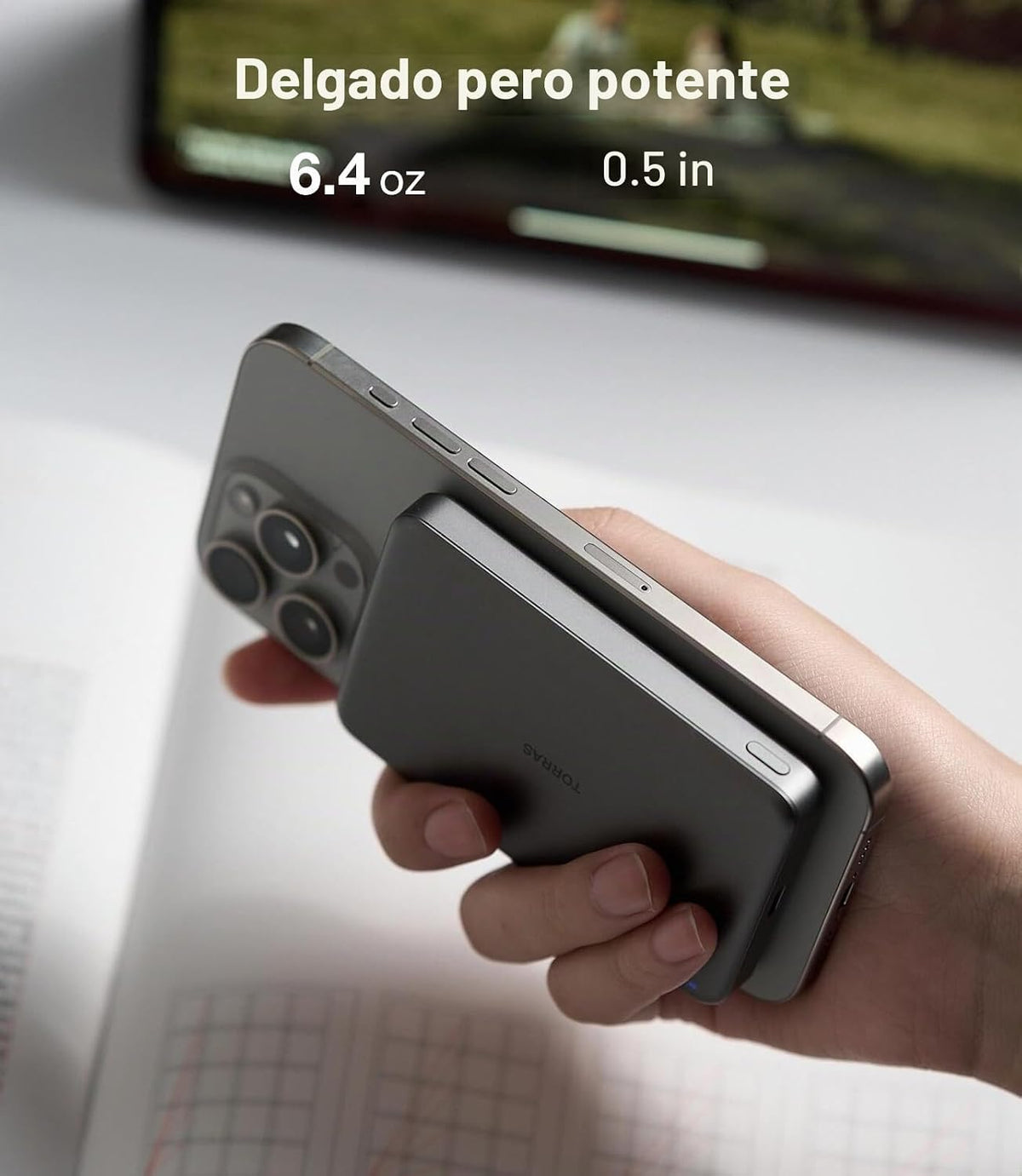 TORRAS MiniMag Power Bank, cargador portátil magnético ultrafino de...