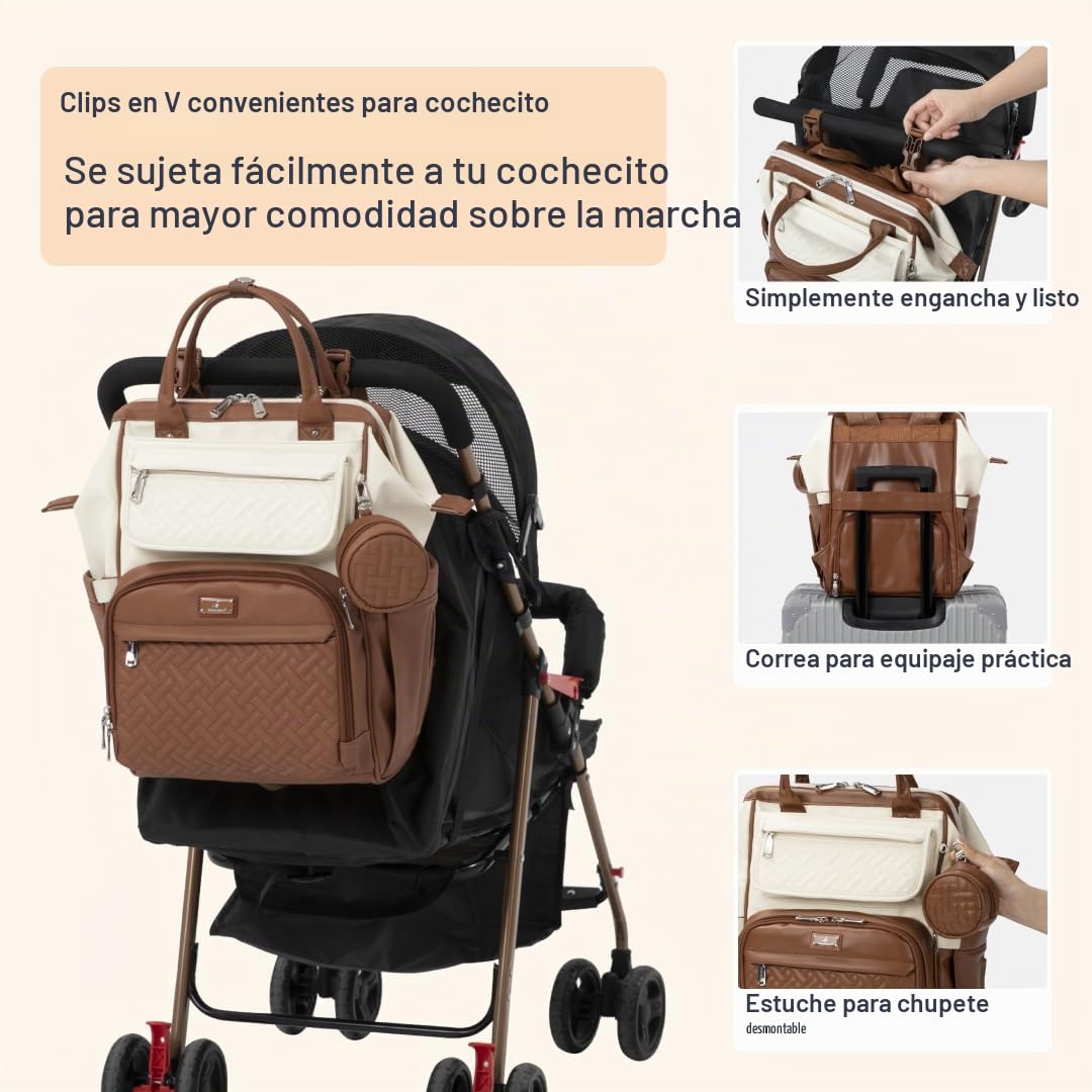 BabbleRoo Mochila de Pañales de Cuero, Bolsas Grandes Multifunciona...
