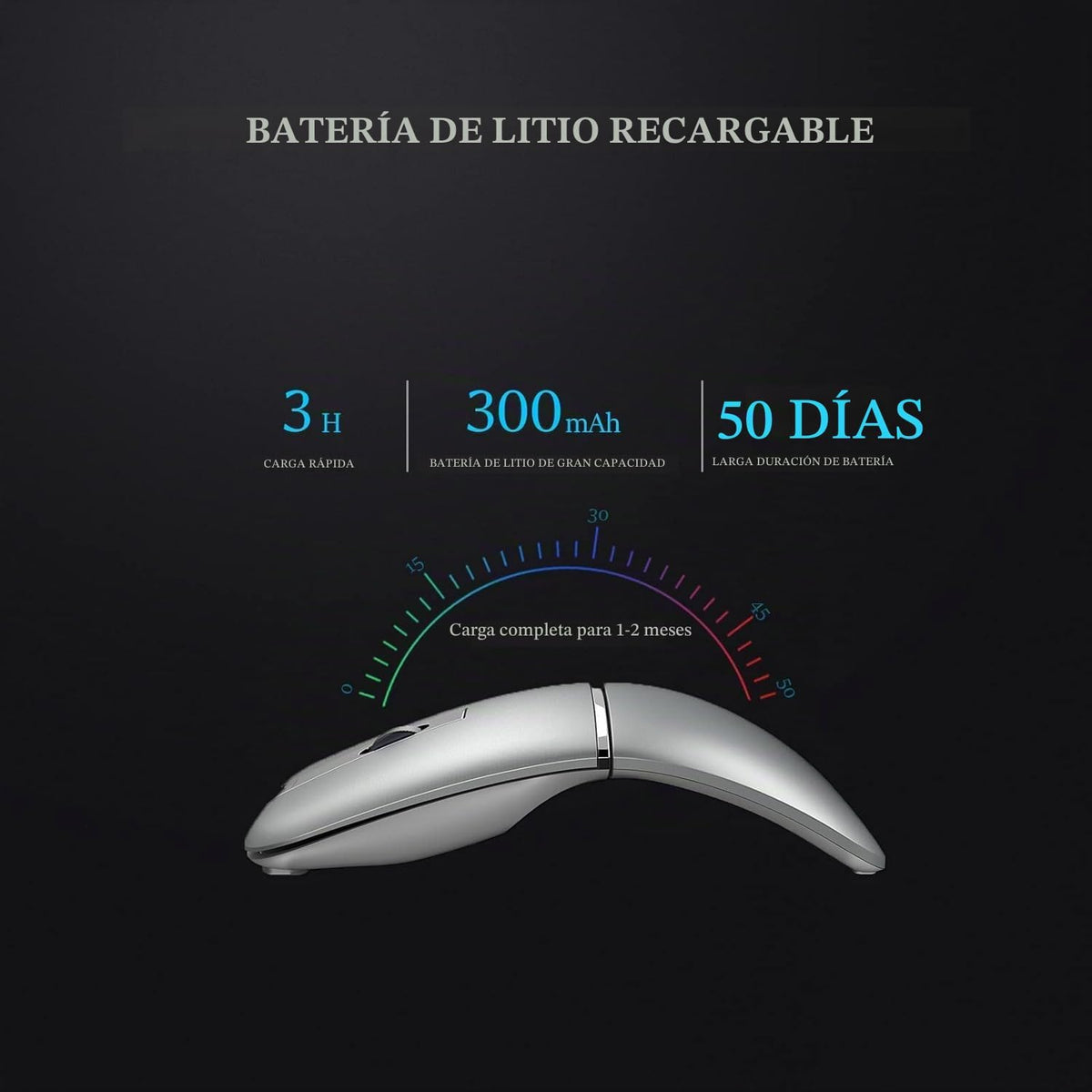 Ratón inalámbrico Bluetooth de arco plegable para viajes, modelo du...