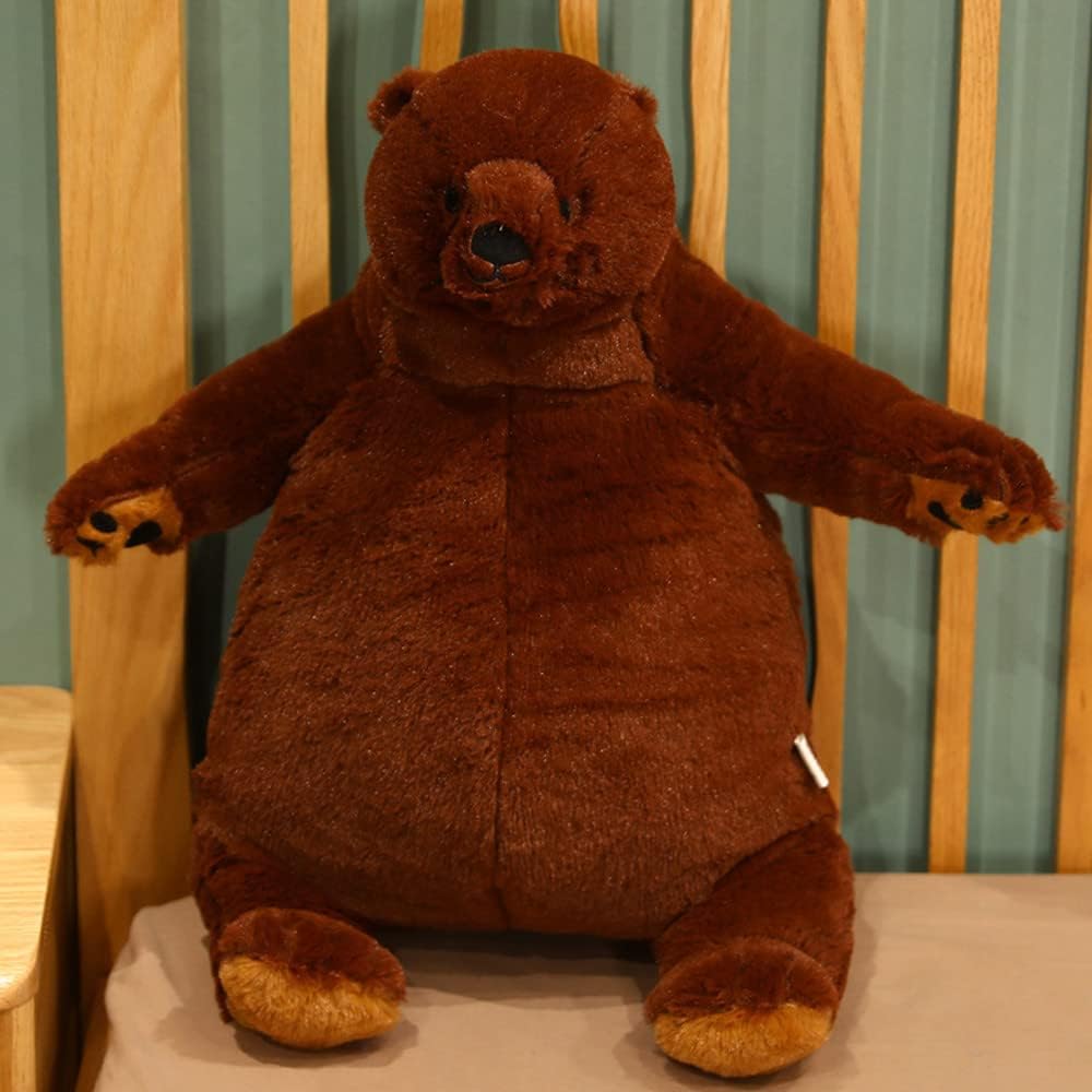 MIAOHAHA Oso de peluche marrón oscuro de 23.6 pulgadas, juguete de...