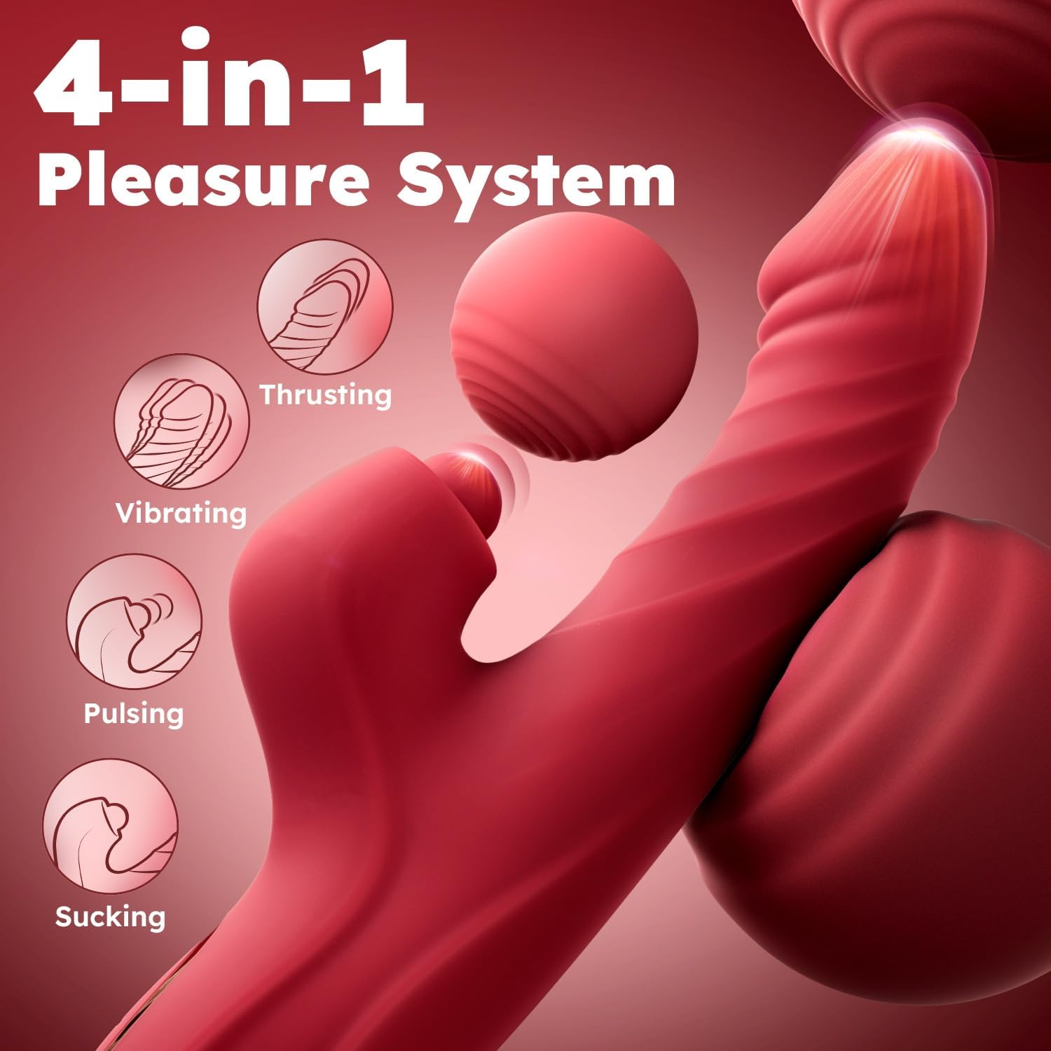 Vibrador con empuje y consolador para mujeres Toendi, juguete de ro...