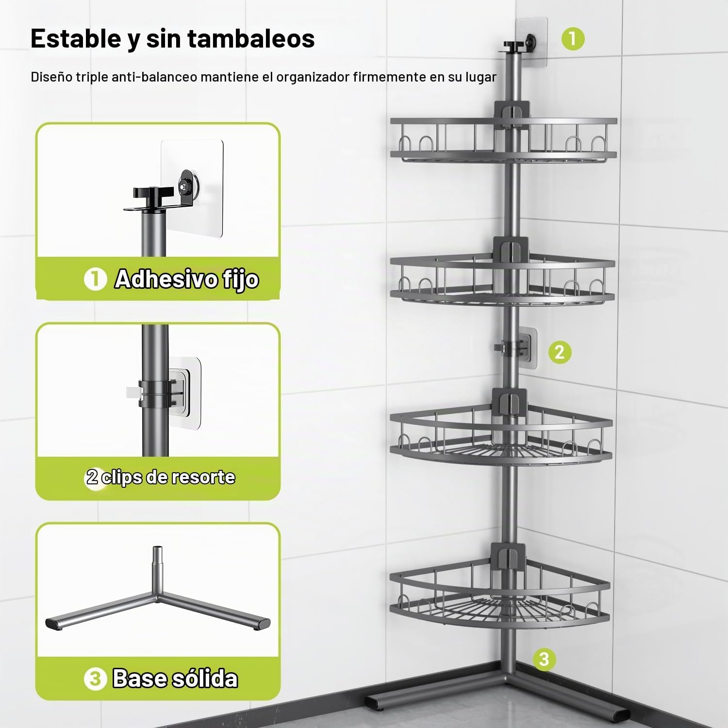 Aitatty Organizador de ducha esquinero de pie: estante organizador...