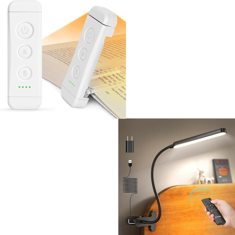 Glocusent Luz de libro recargable USB para leer en la cama, luz de...