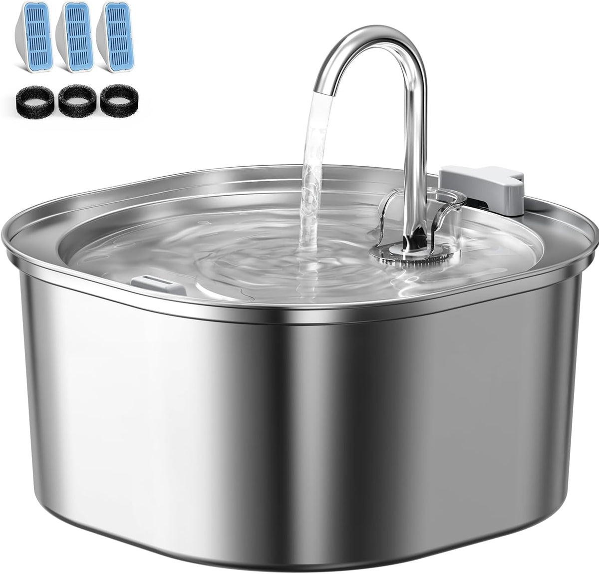 PEKTACO Fuente de agua para gatos, fuente de agua para mascotas de...