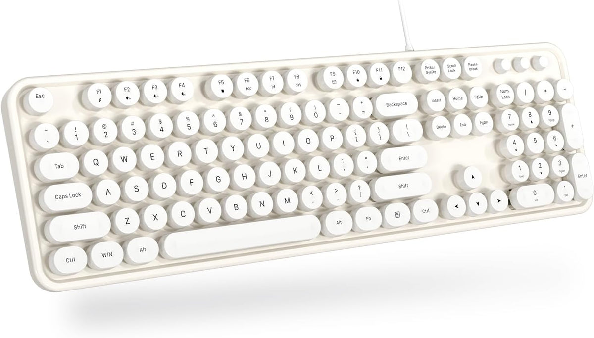 MOWUX Teclado de Computadora con Cable, Plug and Play USB Teclado R...