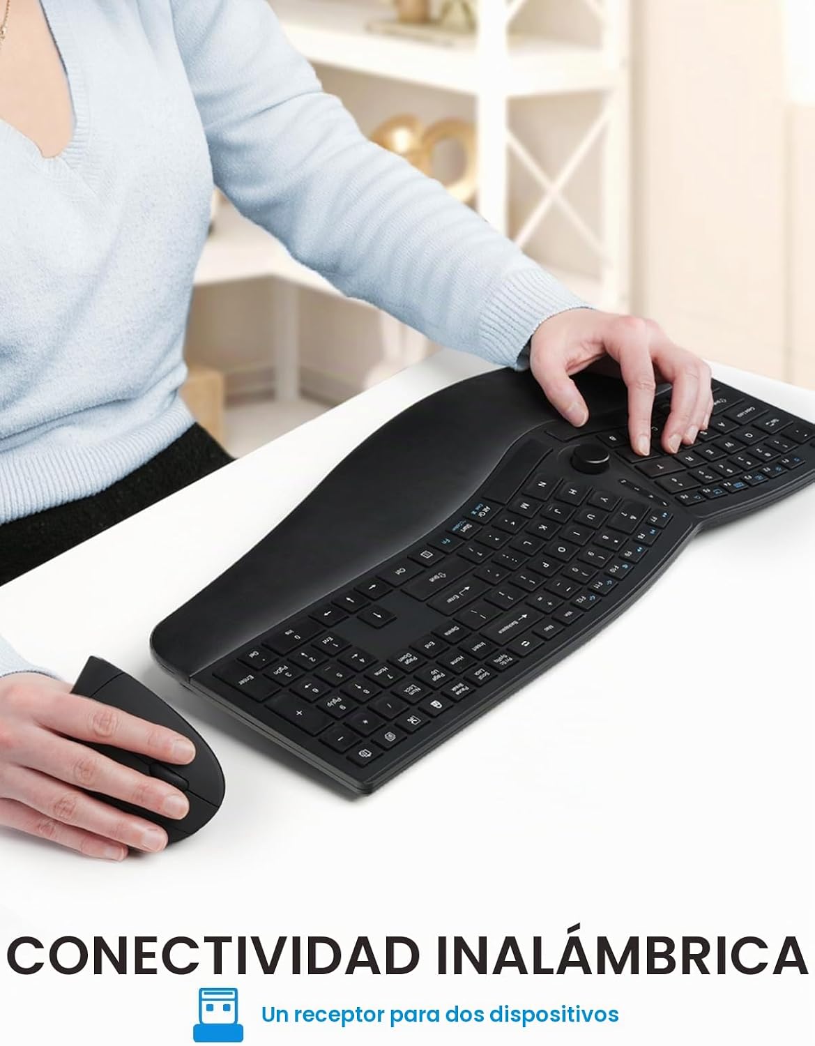 Perixx Periduo-614US, combo de teclado ergonómico silencioso inalám...